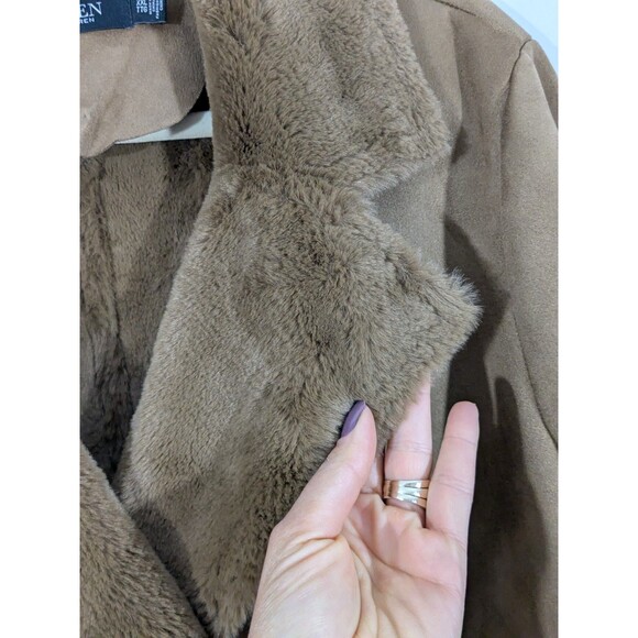Lauren Ralph Lauren Faux Sherpa Suede Double Breasted Coat Long Heavy Sz 2XL - Picture 8 of 16
